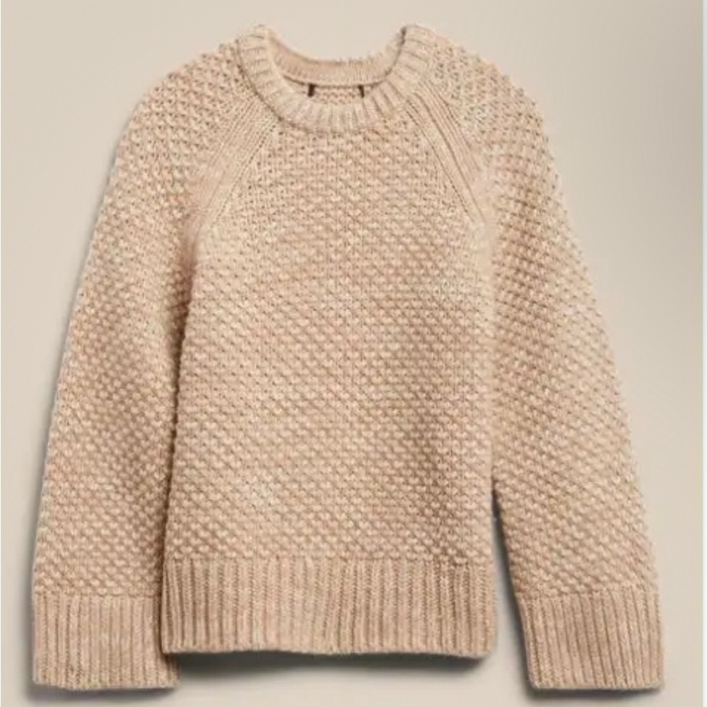 New Banana republic merino wool honey comb chunky sweater.Sand color.Size S.